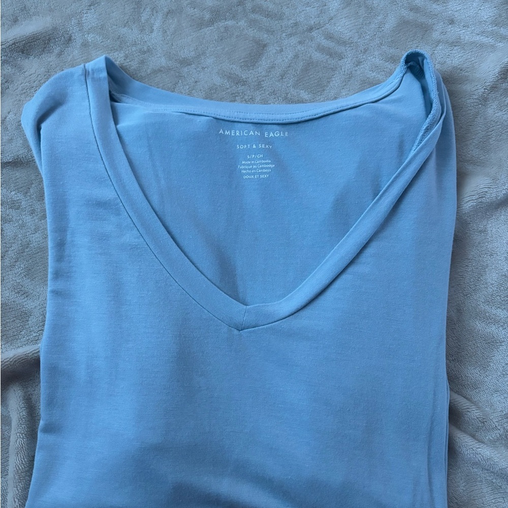 American Eagle Outfitters Light Blue V-Neck Top
